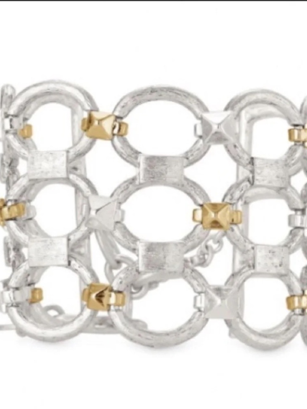 Stella & Dot Marnie silver and gold link bracelet with adjustable clasp!
